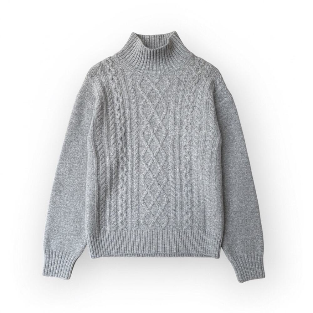 Gap Forever Cozy Cable Knit Mock Neck Sweater, Size XS, Heather Gray